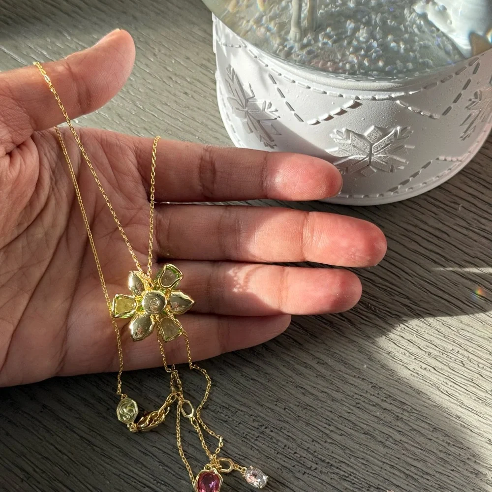 Swarovski Idyllia Y Pendant Mixed Cuts Green Multicolor Slider Necklace - Picture 7 of 12